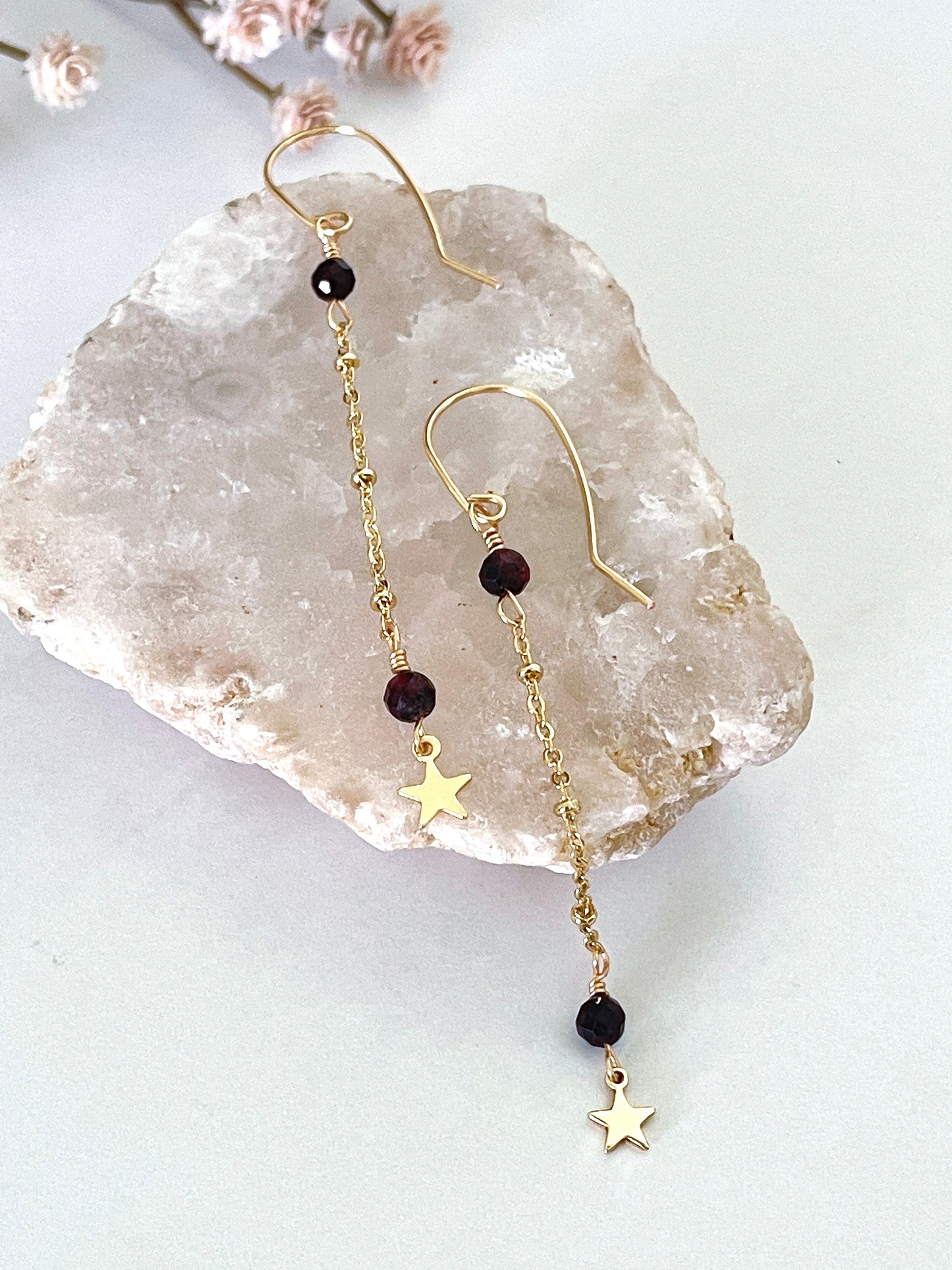 Garnet Starseed Drop Earrings